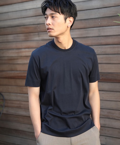 UNION STATION（ユニオンステーション）の「シルケットスムースUネックTシャツ/TAILOR T-SHIRTライン（Tシャツ/カットソー・メンズ・ホワイト/ライトグレー/ネイビー・LL/M/L）」の18枚目の写真