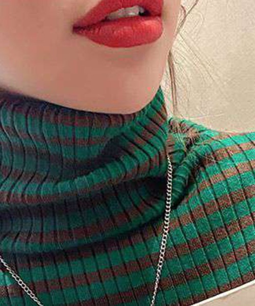 a lot of love（ア ロット オブ ラブ）の「タイニーボーダー　ニットトップス（ニット/セーター・レディース・ブラック/カーキ/グリーン/モカ・FREE）」の18枚目の写真