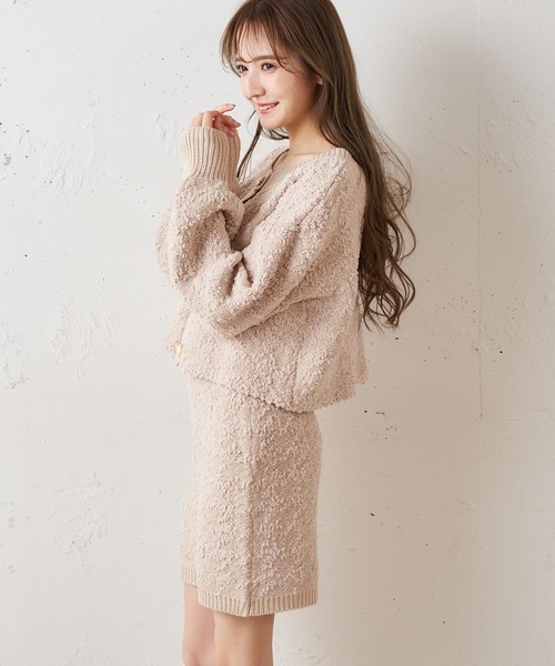 MIIA(ミーア)の「ニットツイードジャケット(カーディガン/ボレロ・レディース・オフホワイト/ブラック/ベージュ・FREE)」の3枚目の写真