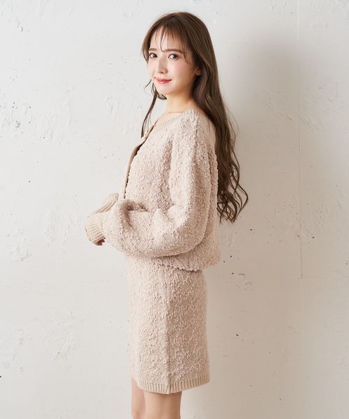 MIIA(ミーア)の「ニットツイードジャケット(カーディガン/ボレロ・レディース・オフホワイト/ブラック/ベージュ・FREE)」の7枚目の写真