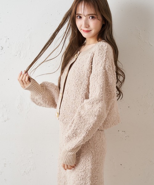 MIIA(ミーア)の「ニットツイードジャケット(カーディガン/ボレロ・レディース・オフホワイト/ブラック/ベージュ・FREE)」の6枚目の写真