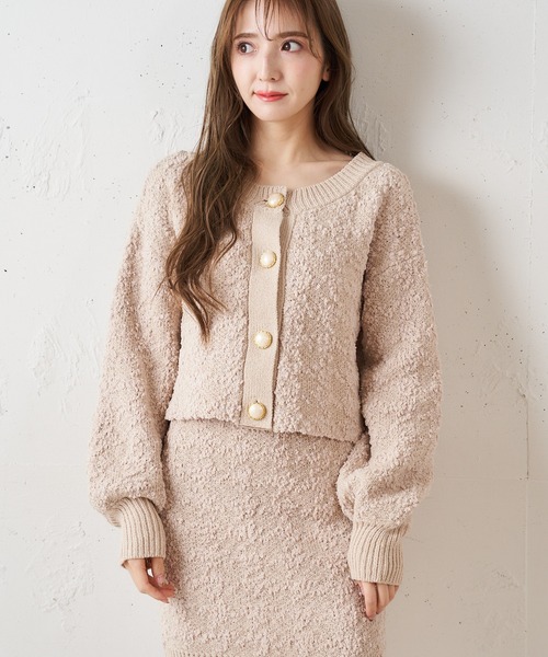 MIIA(ミーア)の「ニットツイードジャケット(カーディガン/ボレロ・レディース・オフホワイト/ブラック/ベージュ・FREE)」の5枚目の写真