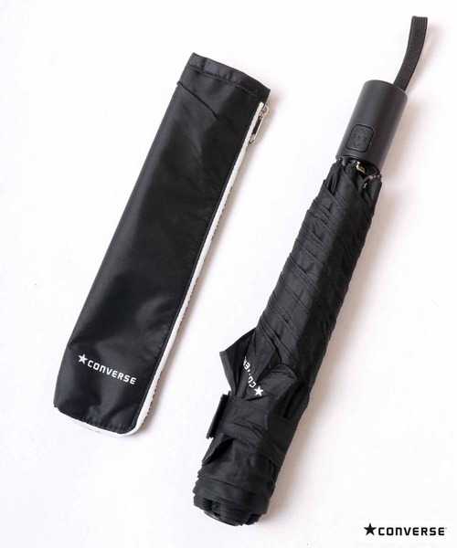 CONVERSE（コンバース）の「CONVERSE 自動開閉折りたたみ傘（折りたたみ傘・レディース・ブラック/ネイビー/グレー・55）」の11枚目の写真