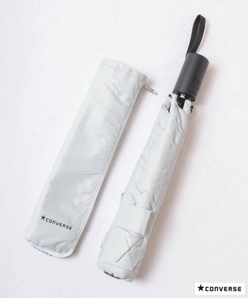 CONVERSE（コンバース）の「CONVERSE 自動開閉折りたたみ傘（折りたたみ傘・レディース・ブラック/ネイビー/グレー・55）」の6枚目の写真