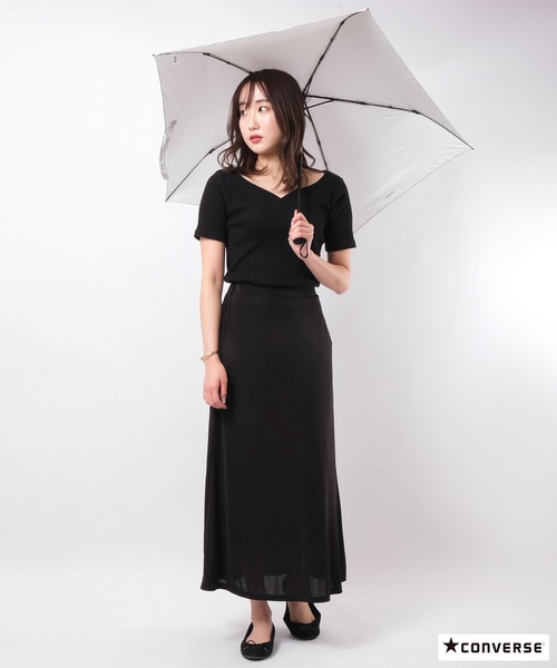 CONVERSE（コンバース）の「CONVERSE 自動開閉折りたたみ傘（折りたたみ傘・レディース・ブラック/ネイビー/グレー・55）」の15枚目の写真