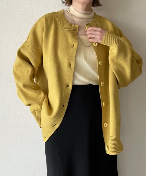 y/m by misato(イムバイミサト)の「ビッグニットカーデ(ニット/セーター・レディース・ブラック/イエロー/アイボリー・FREE)」の3枚目の写真