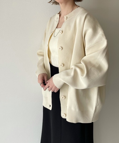 y/m by misato(イムバイミサト)の「ビッグニットカーデ(ニット/セーター・レディース・ブラック/イエロー/アイボリー・FREE)」の12枚目の写真