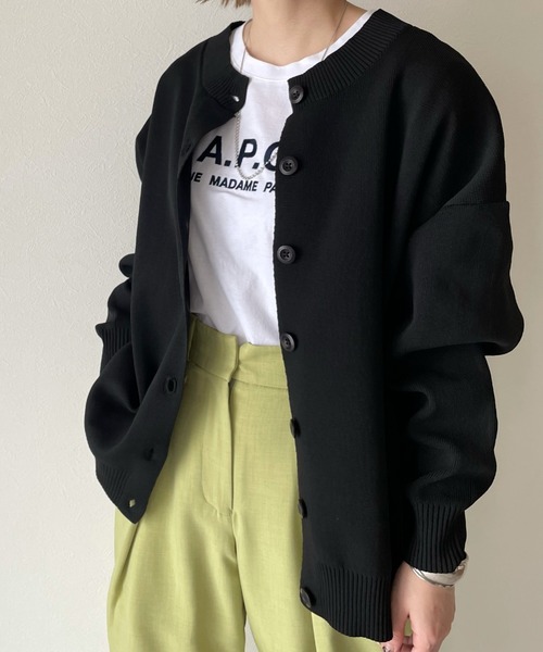 y/m by misato(イムバイミサト)の「ビッグニットカーデ(ニット/セーター・レディース・ブラック/イエロー/アイボリー・FREE)」の5枚目の写真