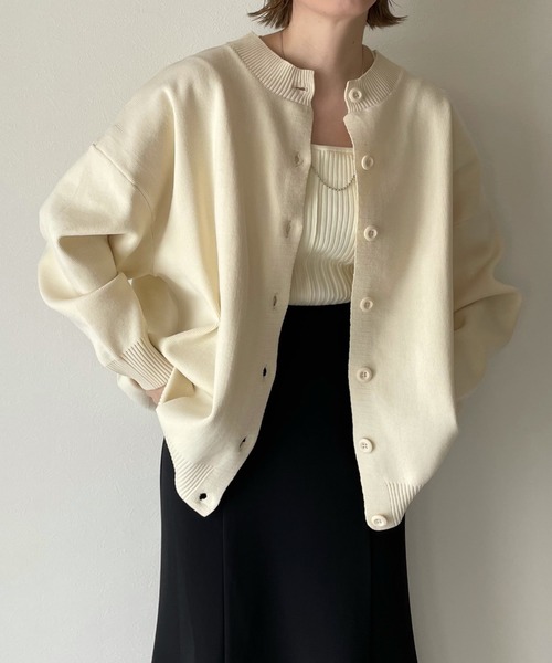 y/m by misato(イムバイミサト)の「ビッグニットカーデ(ニット/セーター・レディース・ブラック/イエロー/アイボリー・FREE)」の6枚目の写真