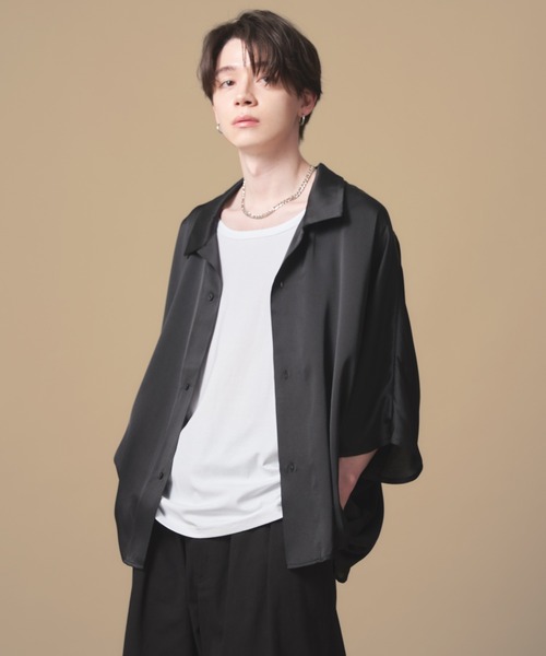 ADAMASTE（アダマスト）の「ハイドレープリラックスドルマンスリーブシャツ【ハーフスリーブ】（シャツ/ブラウス・メンズ・ホワイト/ブラック/ブルー/グレイッシュベージュ/ラベンダー/スカイブルー/グリーン・SMALL/MEDIUM/LARGE）」の10枚目の写真