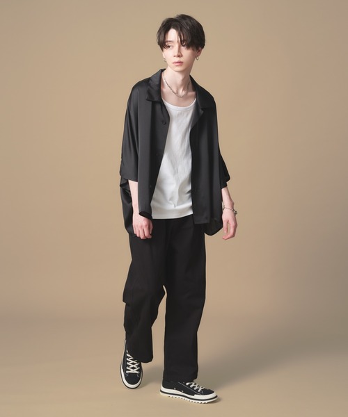 ADAMASTE（アダマスト）の「ハイドレープリラックスドルマンスリーブシャツ【ハーフスリーブ】（シャツ/ブラウス・メンズ・ホワイト/ブラック/ブルー/グレイッシュベージュ/ラベンダー/スカイブルー/グリーン・SMALL/MEDIUM/LARGE）」の13枚目の写真