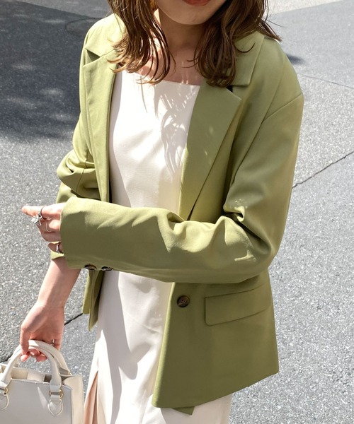 archives（アルシーヴ）の「ダブルジャケット（テーラードジャケット・レディース・オレンジ/アイボリー/グリーン系その他/ピンクベージュ・MEDIUM）」の3枚目の写真