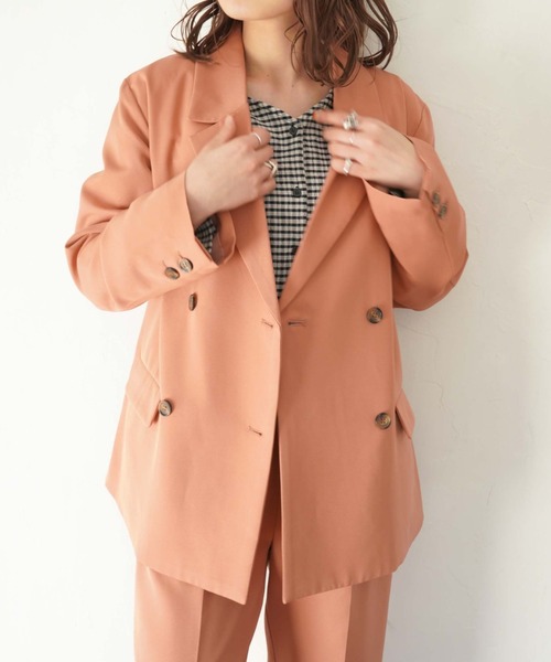 archives（アルシーヴ）の「ダブルジャケット（テーラードジャケット・レディース・オレンジ/アイボリー/グリーン系その他/ピンクベージュ・MEDIUM）」の18枚目の写真