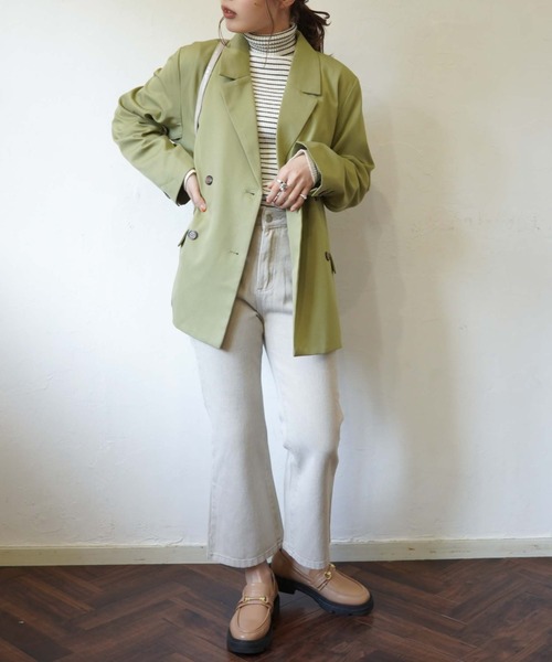 archives（アルシーヴ）の「ダブルジャケット（テーラードジャケット・レディース・オレンジ/アイボリー/グリーン系その他/ピンクベージュ・MEDIUM）」の5枚目の写真