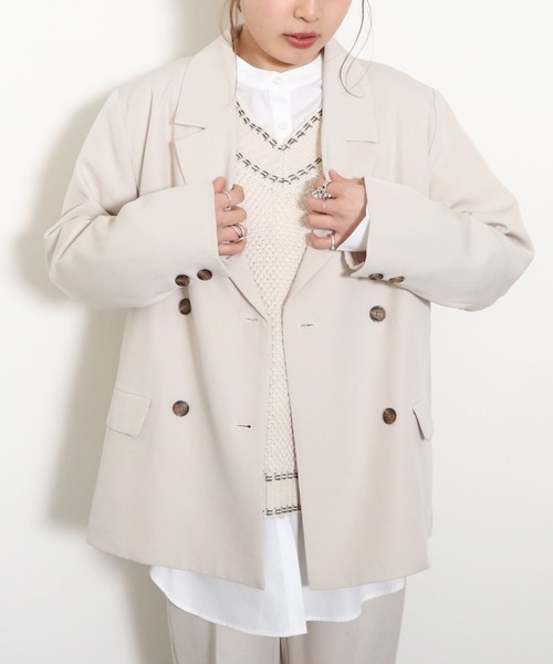 archives（アルシーヴ）の「ダブルジャケット（テーラードジャケット・レディース・オレンジ/アイボリー/グリーン系その他/ピンクベージュ・MEDIUM）」の11枚目の写真