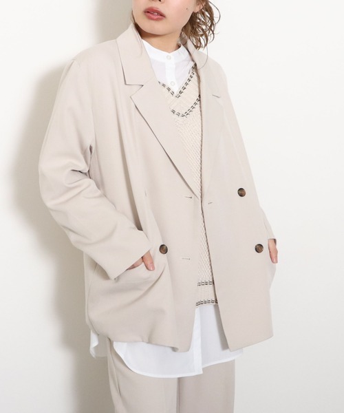 archives（アルシーヴ）の「ダブルジャケット（テーラードジャケット・レディース・オレンジ/アイボリー/グリーン系その他/ピンクベージュ・MEDIUM）」の14枚目の写真