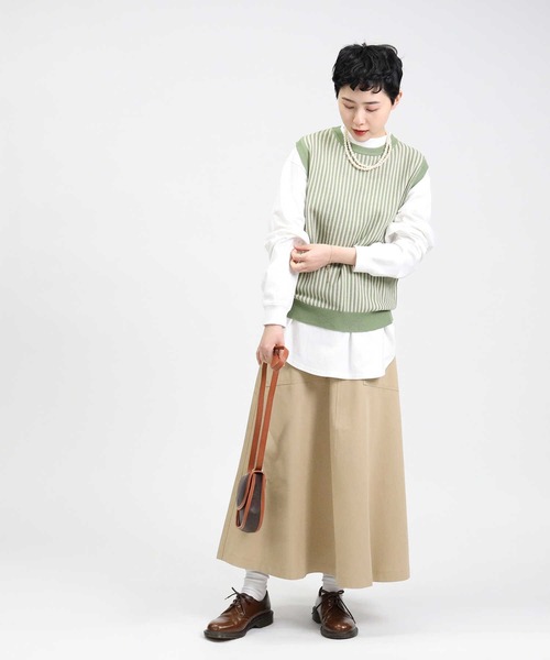 HONEYSUCKLE ROSE(ハニーサックルローズ)の「【HONEYSUCKLE ROSE】ストライプベスト(ベスト・レディース・ベージュ/グリーン・L/M)」の10枚目の写真