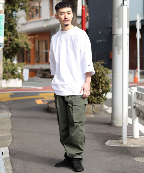 Champion（チャンピオン）の「Champion × BEAMS / 別注 Football T-shirt（Tシャツ/カットソー・メンズ・グレー/ネイビー/ホワイト・L/M/S/XL）」の6枚目の写真