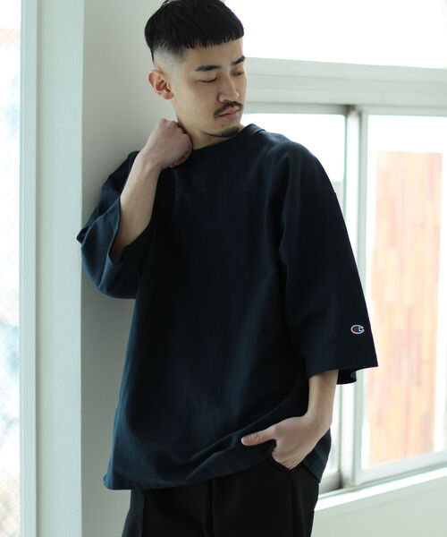 Champion（チャンピオン）の「Champion × BEAMS / 別注 Football T-shirt（Tシャツ/カットソー・メンズ・グレー/ネイビー/ホワイト・L/M/S/XL）」の4枚目の写真