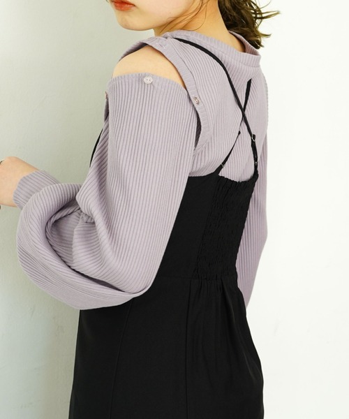 archives（アルシーヴ）の「デザインスリーブリブＴＯＰＳ（Tシャツ/カットソー・レディース・パープル/オフホワイト/グレー/イエロー・MEDIUM）」の4枚目の写真