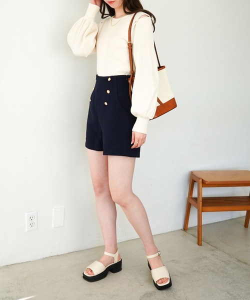 archives（アルシーヴ）の「デザインスリーブリブＴＯＰＳ（Tシャツ/カットソー・レディース・パープル/オフホワイト/グレー/イエロー・MEDIUM）」の5枚目の写真