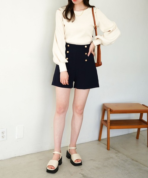 archives（アルシーヴ）の「デザインスリーブリブＴＯＰＳ（Tシャツ/カットソー・レディース・パープル/オフホワイト/グレー/イエロー・MEDIUM）」の6枚目の写真