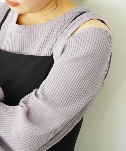 archives（アルシーヴ）の「デザインスリーブリブＴＯＰＳ（Tシャツ/カットソー・レディース・パープル/オフホワイト/グレー/イエロー・MEDIUM）」の17枚目の写真