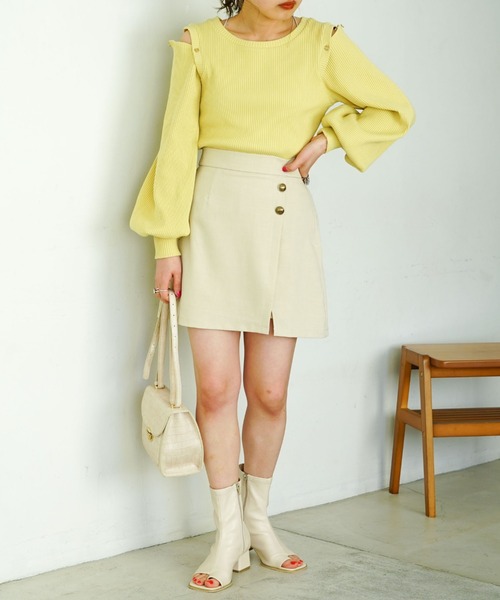 archives（アルシーヴ）の「デザインスリーブリブＴＯＰＳ（Tシャツ/カットソー・レディース・パープル/オフホワイト/グレー/イエロー・MEDIUM）」の10枚目の写真