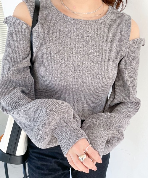 archives（アルシーヴ）の「デザインスリーブリブＴＯＰＳ（Tシャツ/カットソー・レディース・パープル/オフホワイト/グレー/イエロー・MEDIUM）」の20枚目の写真