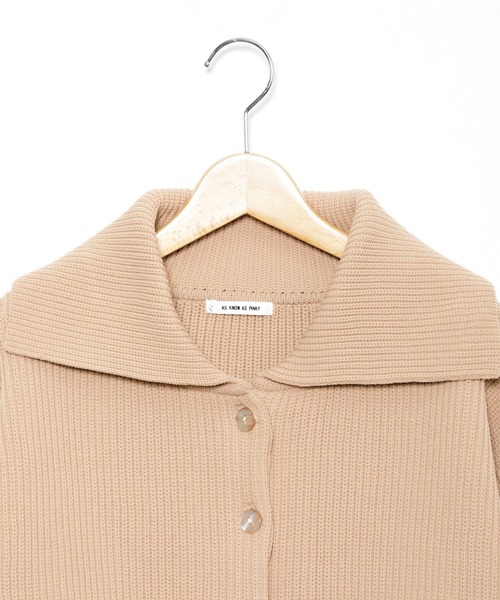 AS KNOW AS PINKY（アズノゥアズピンキー）の「セーラーカラーライトカーディガン（カーディガン/ボレロ・レディース・ピンクベージュ/ライトグリーン/オフホワイト/パープル・FREE）」の9枚目の写真