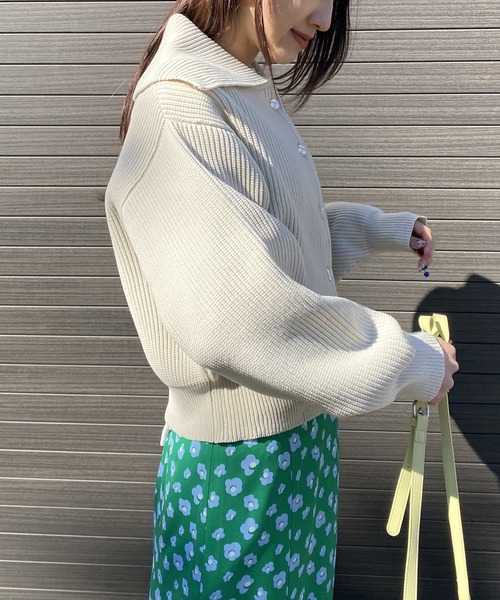 AS KNOW AS PINKY（アズノゥアズピンキー）の「セーラーカラーライトカーディガン（カーディガン/ボレロ・レディース・ピンクベージュ/ライトグリーン/オフホワイト/パープル・FREE）」の13枚目の写真