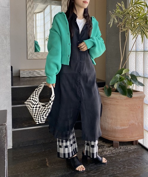 AS KNOW AS PINKY（アズノゥアズピンキー）の「セーラーカラーライトカーディガン（カーディガン/ボレロ・レディース・ピンクベージュ/ライトグリーン/オフホワイト/パープル・FREE）」の20枚目の写真