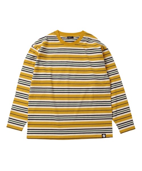 GLAZOS(グラソス)の「天竺・ドロップショルダーマルチボーダー長袖Tシャツ(Tシャツ/カットソー・キッズ・イエロー/キナリ/グリーン・130cm/170cm/150cm/140cm/160cm)」の3枚目の写真