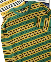 GLAZOS | 天竺・ドロップショルダーマルチボーダー長袖Tシャツ(Tシャツ/カットソー)