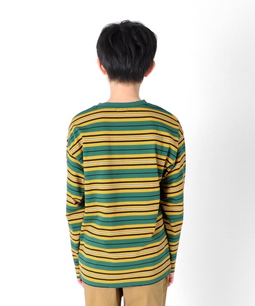 GLAZOS(グラソス)の「天竺・ドロップショルダーマルチボーダー長袖Tシャツ(Tシャツ/カットソー・キッズ・イエロー/キナリ/グリーン・130cm/170cm/150cm/140cm/160cm)」の9枚目の写真
