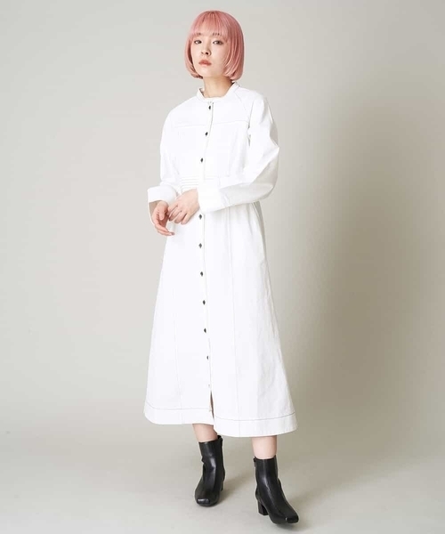 A de a.v.v（アードアー・ヴェ・ヴェ）の「配色ステッチコクーン袖切替ワンピース（ワンピース・レディース・ネイビー/ライトブルー/ホワイト・38/36）」の6枚目の写真