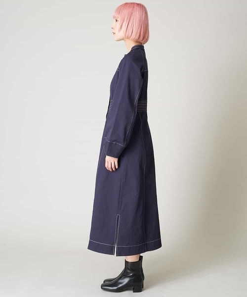 A de a.v.v（アードアー・ヴェ・ヴェ）の「配色ステッチコクーン袖切替ワンピース（ワンピース・レディース・ネイビー/ライトブルー/ホワイト・38/36）」の8枚目の写真