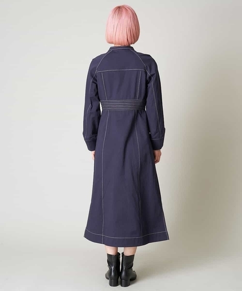 A de a.v.v（アードアー・ヴェ・ヴェ）の「配色ステッチコクーン袖切替ワンピース（ワンピース・レディース・ネイビー/ライトブルー/ホワイト・38/36）」の9枚目の写真