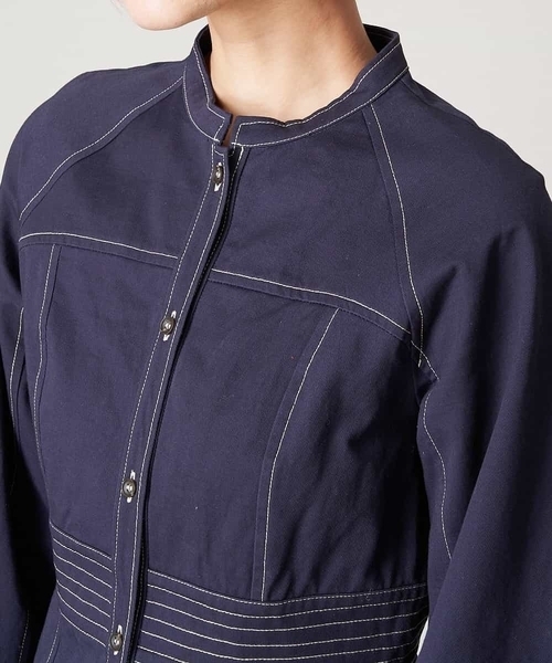 A de a.v.v（アードアー・ヴェ・ヴェ）の「配色ステッチコクーン袖切替ワンピース（ワンピース・レディース・ネイビー/ライトブルー/ホワイト・38/36）」の10枚目の写真