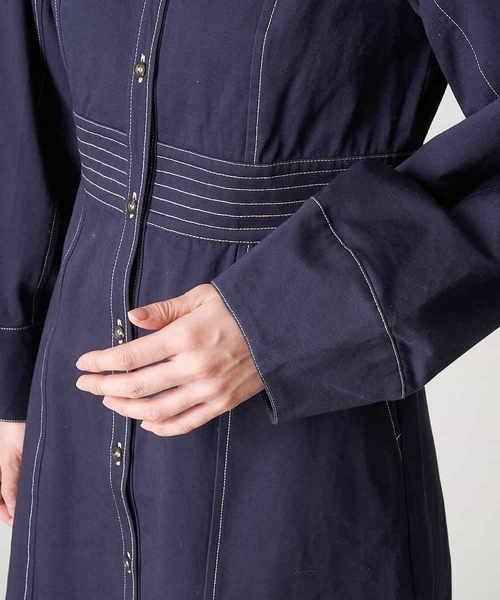 A de a.v.v（アードアー・ヴェ・ヴェ）の「配色ステッチコクーン袖切替ワンピース（ワンピース・レディース・ネイビー/ライトブルー/ホワイト・38/36）」の11枚目の写真