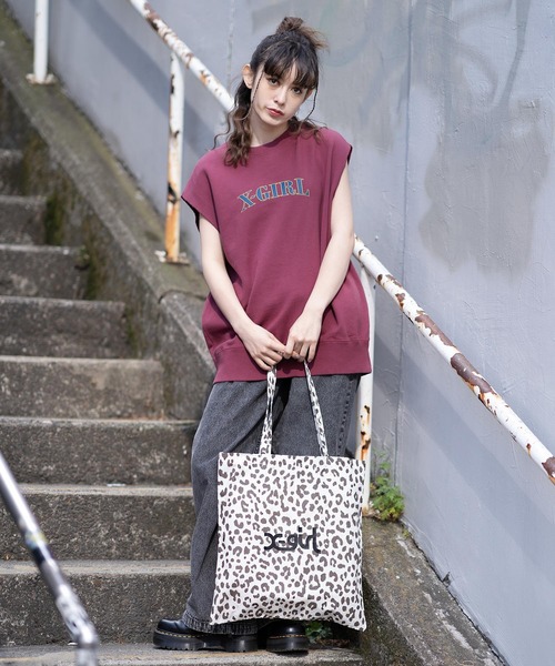 X-girl（エックスガール）の「CUT OFF SWEAT TANK TOP（タンクトップ・レディース・アッシュ/バーガンディー/チャコール・M/S）」の7枚目の写真