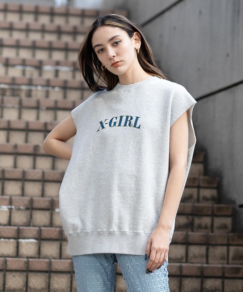 X-girl（エックスガール）の「CUT OFF SWEAT TANK TOP（タンクトップ・レディース・アッシュ/バーガンディー/チャコール・M/S）」の19枚目の写真