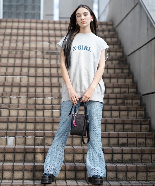 X-girl（エックスガール）の「CUT OFF SWEAT TANK TOP（タンクトップ・レディース・アッシュ/バーガンディー/チャコール・M/S）」の20枚目の写真