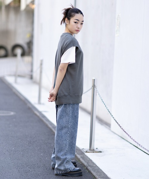 X-girl（エックスガール）の「CUT OFF SWEAT TANK TOP（タンクトップ・レディース・アッシュ/バーガンディー/チャコール・M/S）」の22枚目の写真