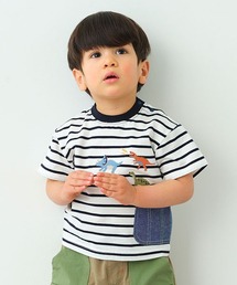 kladskap | 恐竜刺しゅうボーダー半袖Tシャツ(Tシャツ/カットソー)