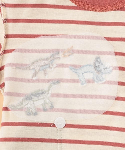 kladskap（クレードスコープ）の「恐竜刺しゅうボーダー半袖Tシャツ（Tシャツ/カットソー・キッズ・オフホワイト/レッド/マスタード/グリーン・90cm/100cm/130cm/110cm/120cm/80ｃｍ）」の7枚目の写真