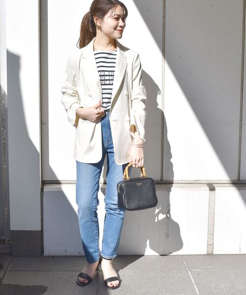 SHIPS（シップス）の「〈UV/吸水速乾/接触冷感〉FUNCTION ダブルジャケット◆（テーラードジャケット・レディース・ネイビー/オフホワイト/グリーン・38/36）」の13枚目の写真