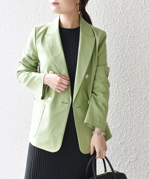 SHIPS（シップス）の「〈UV/吸水速乾/接触冷感〉FUNCTION ダブルジャケット◆（テーラードジャケット・レディース・ネイビー/オフホワイト/グリーン・38/36）」の17枚目の写真