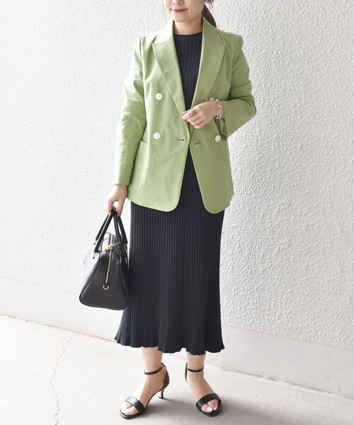 SHIPS（シップス）の「〈UV/吸水速乾/接触冷感〉FUNCTION ダブルジャケット◆（テーラードジャケット・レディース・ネイビー/オフホワイト/グリーン・38/36）」の6枚目の写真