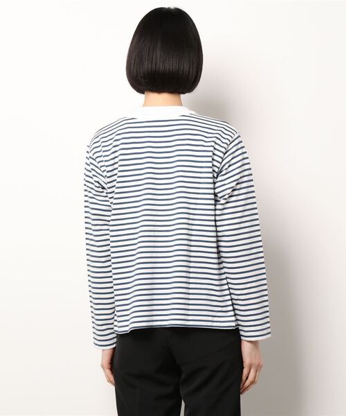 Lugnoncure(ルノンキュール)の「クルーネックボーダーカーディガン(カーディガン/ボレロ・レディース・サックスブルー/オレンジ/ブルー・フリ-)」の5枚目の写真